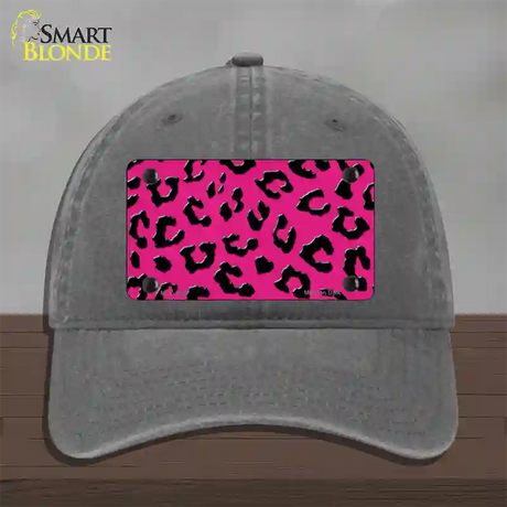 Pink Black Cheetah Novelty License Plate Hat Unconstructed Cotton / Charcoal