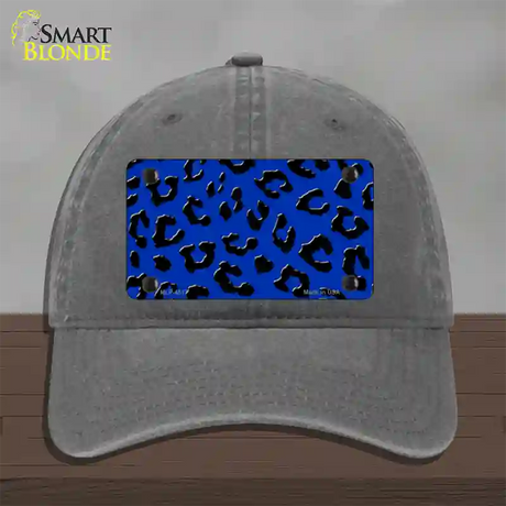 Blue Black Cheetah Novelty License Plate Hat Unconstructed Cotton / Charcoal