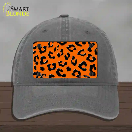 Orange Black Cheetah Novelty License Plate Hat Unconstructed Cotton / Charcoal