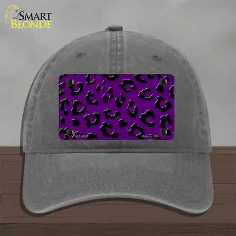 Purple Black Cheetah Novelty License Plate Hat Unconstructed Cotton / Charcoal