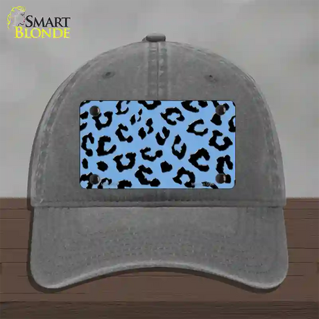 Light Blue Black Cheetah Novelty License Plate Hat Unconstructed Cotton / Charcoal