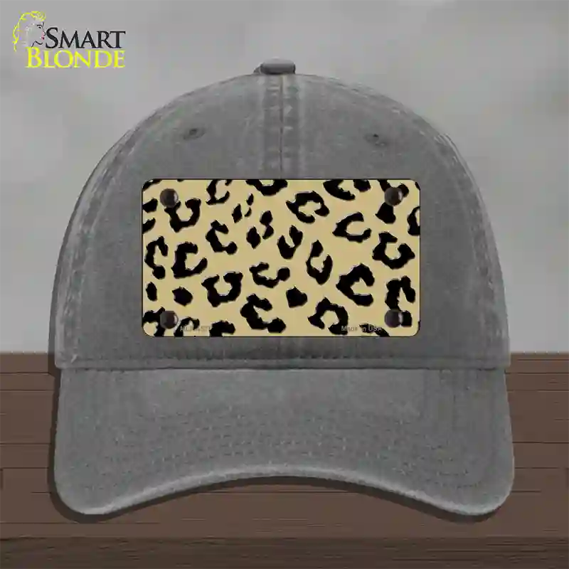 Gold Black Cheetah Novelty License Plate Hat Unconstructed Cotton / Charcoal