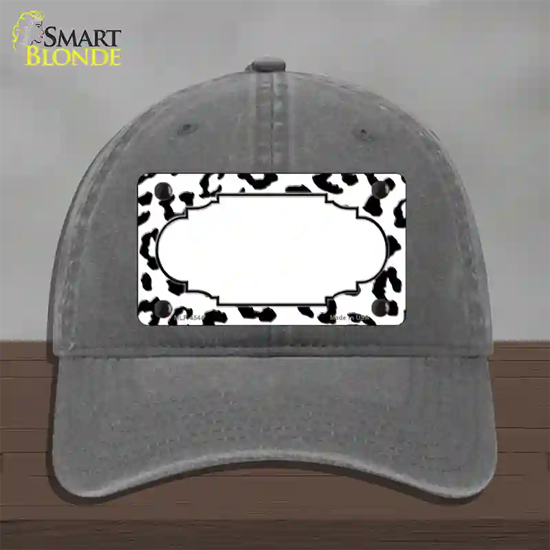 White Black Cheetah Scallop Novelty License Plate Hat Unconstructed Cotton / Charcoal