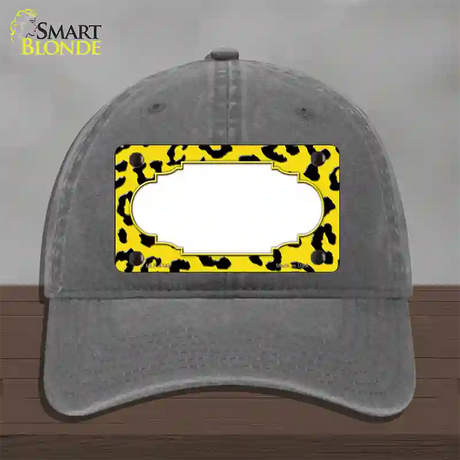 Yellow Black Cheetah Scallop Novelty License Plate Hat Unconstructed Cotton / Charcoal