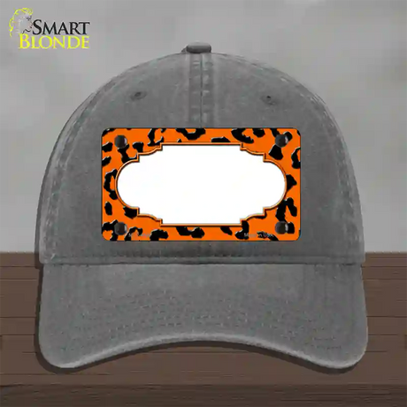 Orange Black Cheetah Scallop Novelty License Plate Hat Unconstructed Cotton / Charcoal