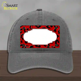 Red Black Cheetah Scallop Novelty License Plate Hat Unconstructed Cotton / Charcoal