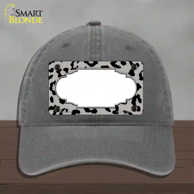 Grey Black Cheetah Scallop Novelty License Plate Hat Unconstructed Cotton / Charcoal