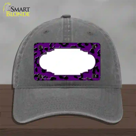 Purple Black Cheetah Scallop Novelty License Plate Hat Unconstructed Cotton / Charcoal