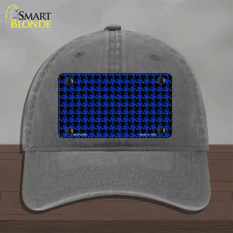 Blue Black Houndstooth Novelty License Plate Hat Unconstructed Cotton / Charcoal