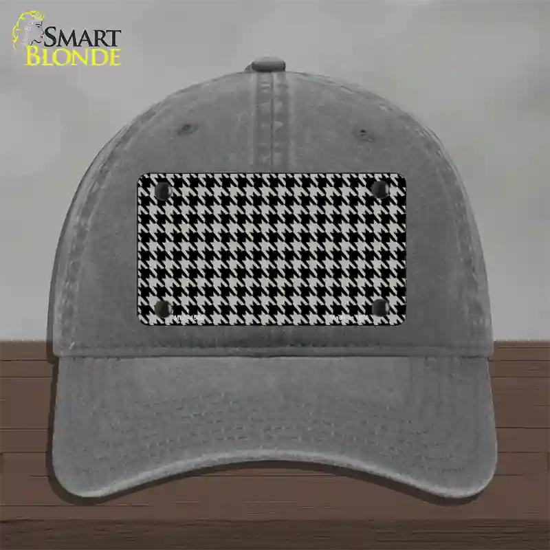 Grey Black Houndstooth Novelty License Plate Hat Unconstructed Cotton / Charcoal