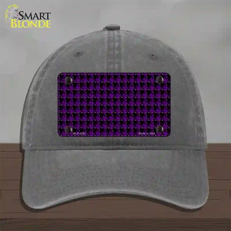 Purple Black Houndstooth Novelty License Plate Hat Unconstructed Cotton / Charcoal