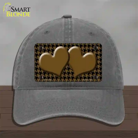 Brown Black Houndstooth Brown Center Hearts Novelty License Plate Hat Unconstructed Cotton / Charcoal