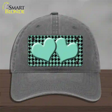 Mint Black Houndstooth Mint Center Hearts Novelty License Plate Hat Unconstructed Cotton / Charcoal