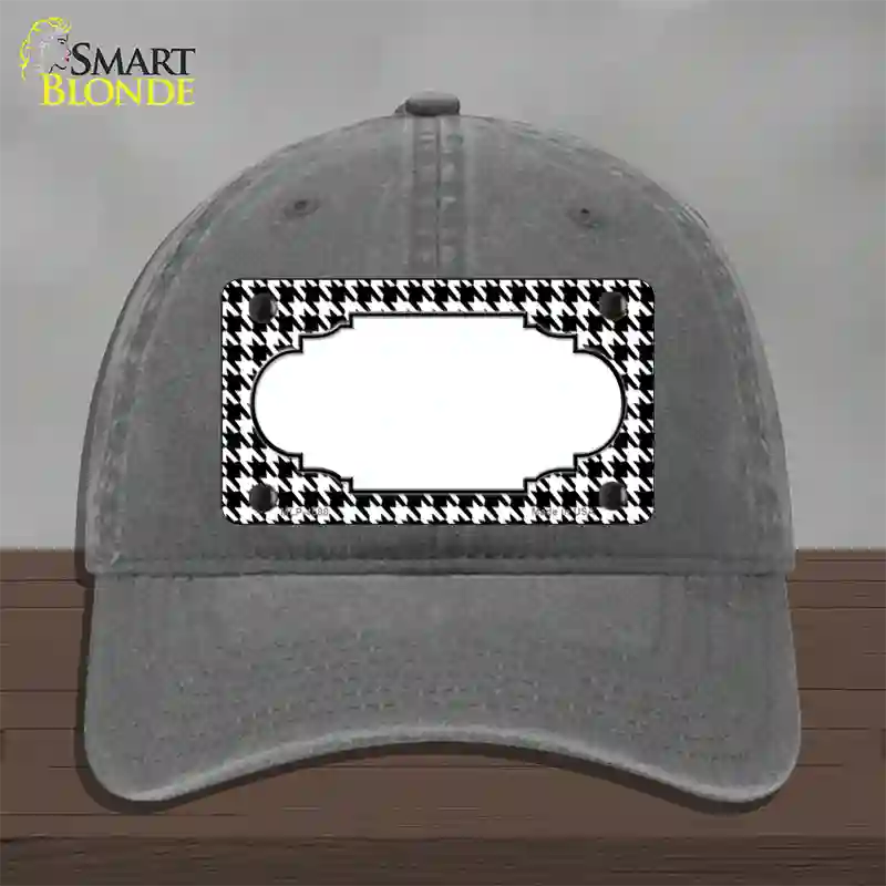 White Black Houndstooth Scallop Center Novelty License Plate Hat Unconstructed Cotton / Charcoal