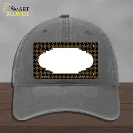 Brown Black Houndstooth Scallop Center Novelty License Plate Hat Unconstructed Cotton / Charcoal