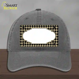 Gold Black Houndstooth Scallop Center Novelty License Plate Hat Unconstructed Cotton / Charcoal