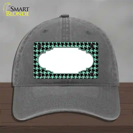 Mint Black Houndstooth Scallop Center Novelty License Plate Hat Unconstructed Cotton / Charcoal