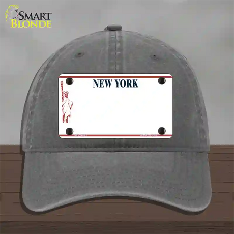 New York State Blank Novelty License Plate Hat Unconstructed Cotton / Charcoal