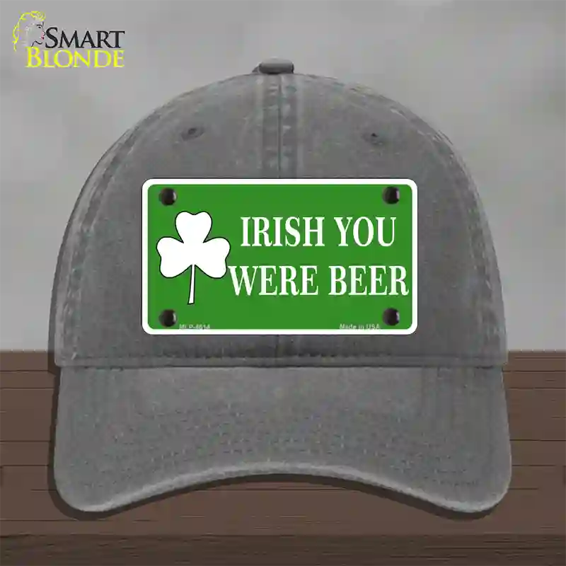 Irish You Were Beer Novelty License Plate Hat Unconstructed Cotton / Charcoal