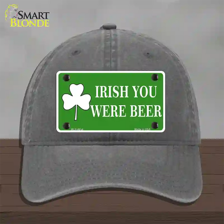 Irish You Were Beer Novelty License Plate Hat Unconstructed Cotton / Charcoal