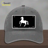 Horse Prancing Novelty License Plate Hat Unconstructed Cotton / Charcoal