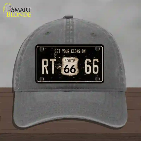 Route 66 Get Your Kicks Novelty License Plate Hat Unconstructed Cotton / Charcoal