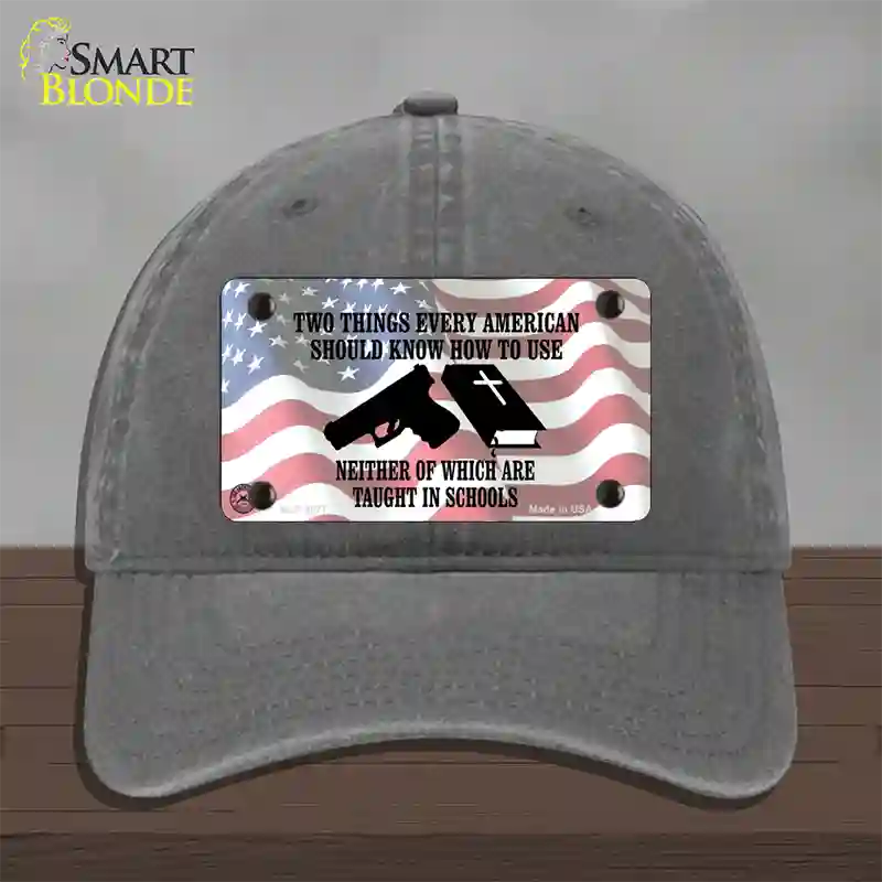 Every American Should Know Novelty License Plate Hat Unconstructed Cotton / Charcoal