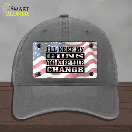 Ill Keep My Guns Novelty License Plate Hat Unconstructed Cotton / Charcoal