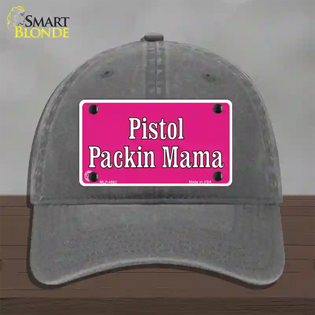 Pistol Packin Mama Novelty License Plate Hat Unconstructed Cotton / Charcoal