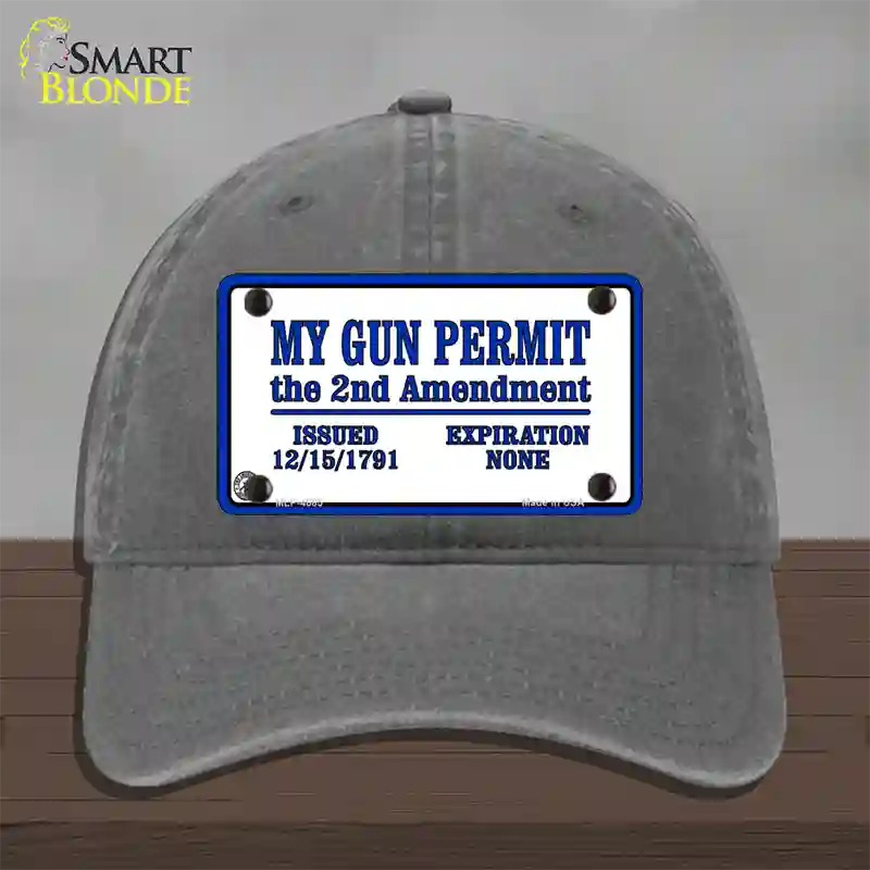 My Gun Permit Novelty License Plate Hat Unconstructed Cotton / Charcoal