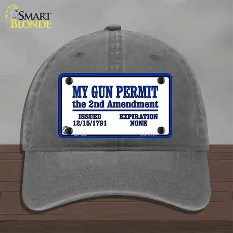 My Gun Permit Novelty License Plate Hat Unconstructed Cotton / Charcoal