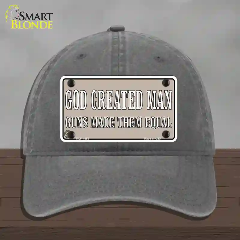 Guns Made Them Equal Novelty License Plate Hat Unconstructed Cotton / Charcoal