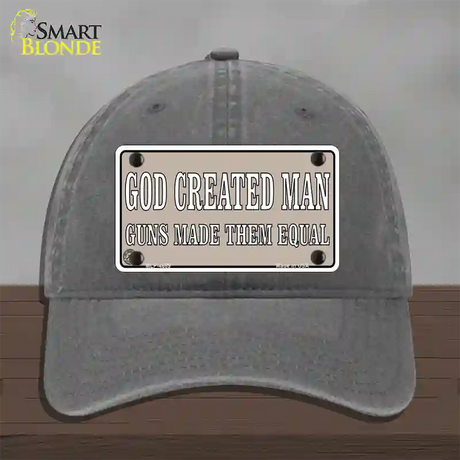 Guns Made Them Equal Novelty License Plate Hat Unconstructed Cotton / Charcoal