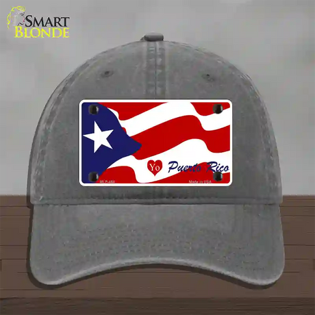 I Love Puerto Rico Novelty License Plate Hat Unconstructed Cotton / Charcoal