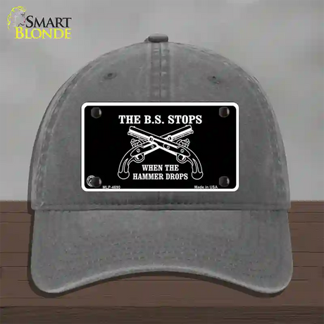 The BS Stops Novelty License Plate Hat Unconstructed Cotton / Charcoal