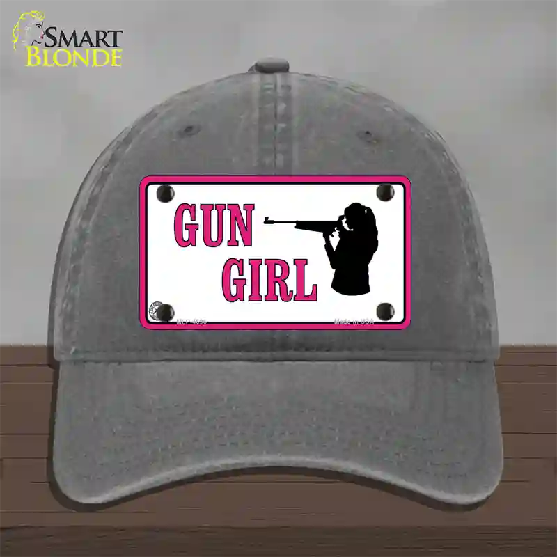 Gun Girl Novelty License Plate Hat Unconstructed Cotton / Charcoal