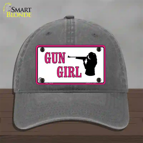 Gun Girl Novelty License Plate Hat Unconstructed Cotton / Charcoal