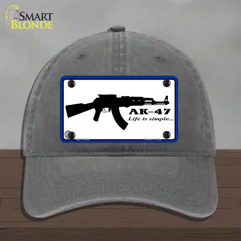 Life Is Simple Novelty License Plate Hat Unconstructed Cotton / Charcoal