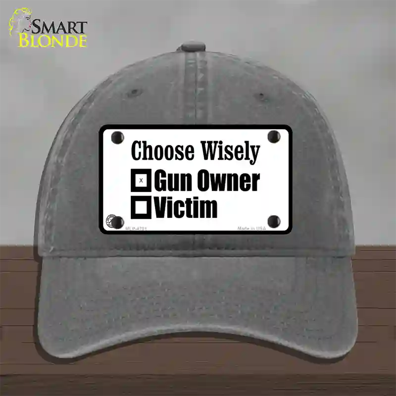 Choose Wisely Novelty License Plate Hat Unconstructed Cotton / Charcoal