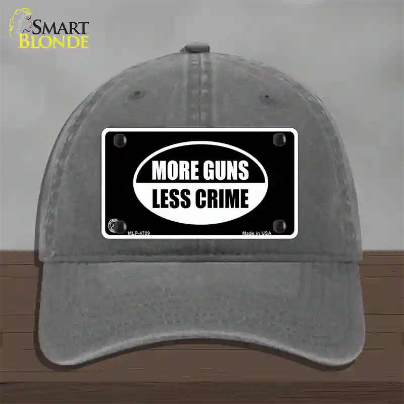 More Guns Less Crime Novelty License Plate Hat Unconstructed Cotton / Charcoal