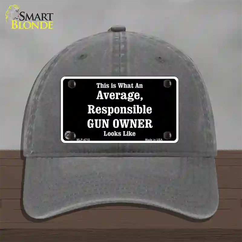 Average Gun Owner Novelty License Plate Hat Unconstructed Cotton / Charcoal