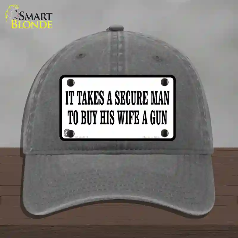 It Takes A Secure Man Novelty License Plate Hat Unconstructed Cotton / Charcoal