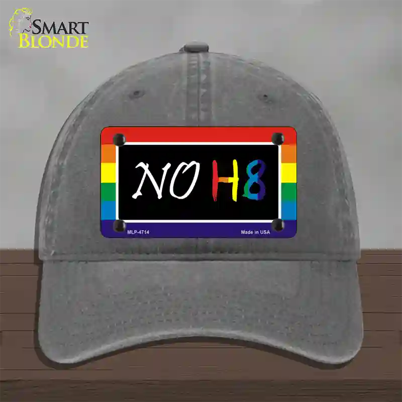 NO H8 Novelty License Plate Hat Unconstructed Cotton / Charcoal