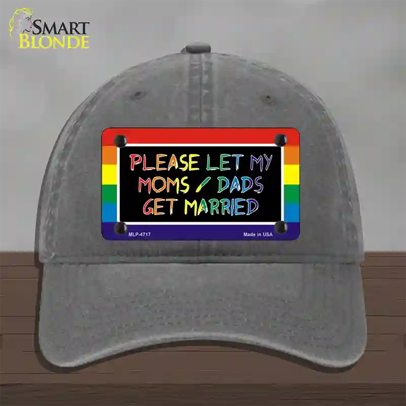 Please Let My Moms And Dads Novelty License Plate Hat Unconstructed Cotton / Charcoal