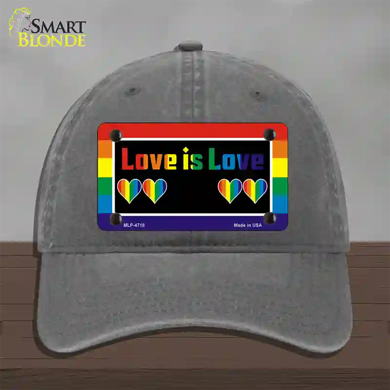 Love Is Love Novelty License Plate Hat Unconstructed Cotton / Charcoal