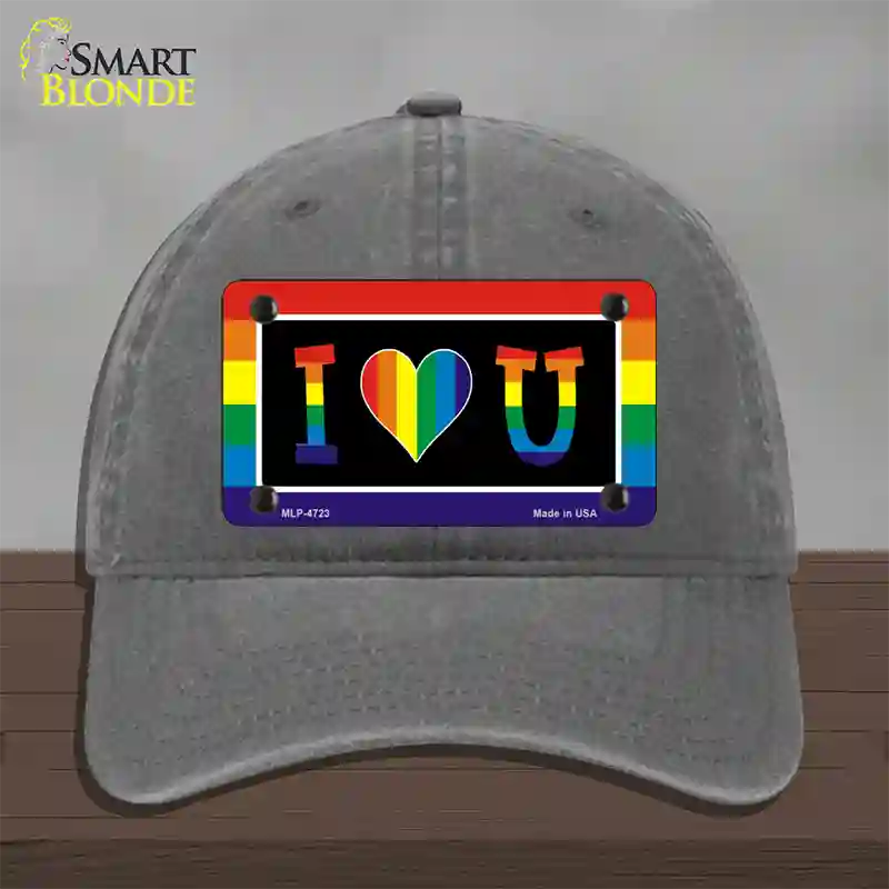 I Love U Novelty License Plate Hat Unconstructed Cotton / Charcoal