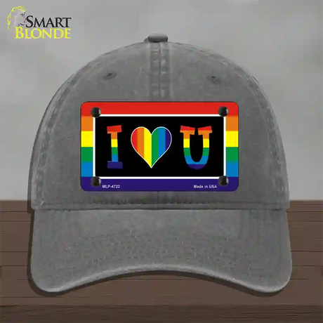 I Love U Novelty License Plate Hat Unconstructed Cotton / Charcoal