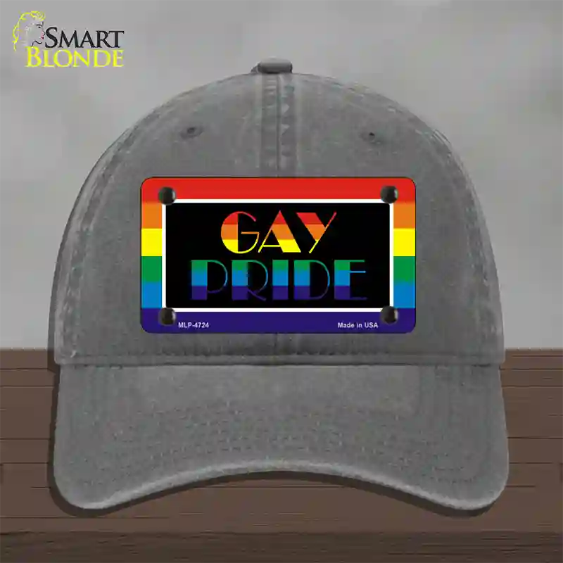 Gay Pride Novelty License Plate Hat Unconstructed Cotton / Charcoal