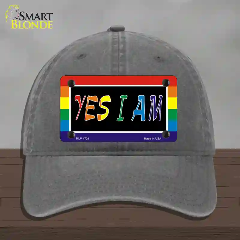 Yes I Am Novelty License Plate Hat Unconstructed Cotton / Charcoal