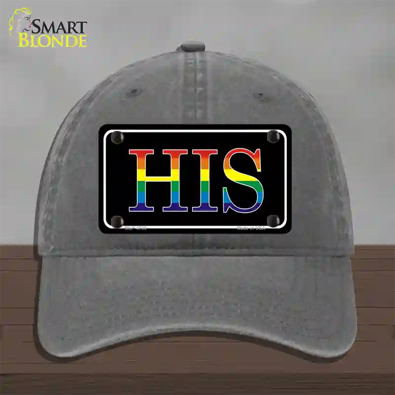 His Rainbow Novelty License Plate Hat Unconstructed Cotton / Charcoal